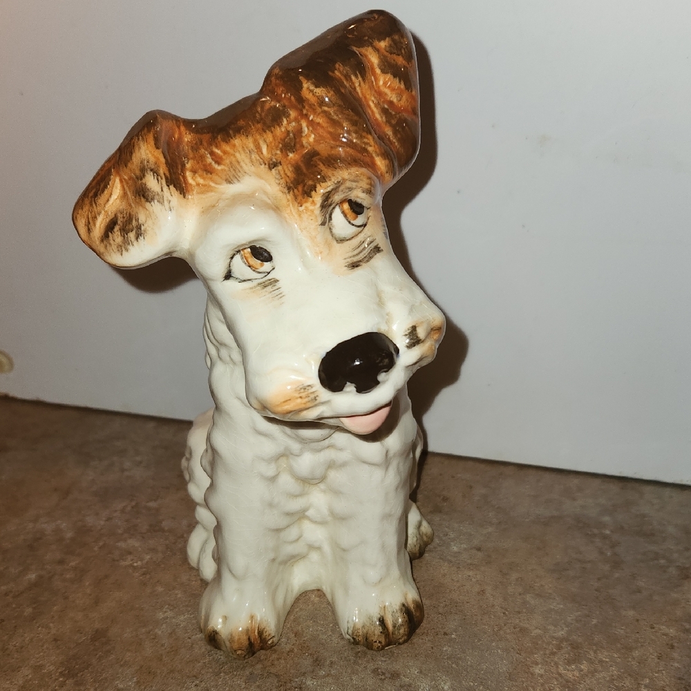 Adorable Canine Ceramic Figurine - Cream and Brown